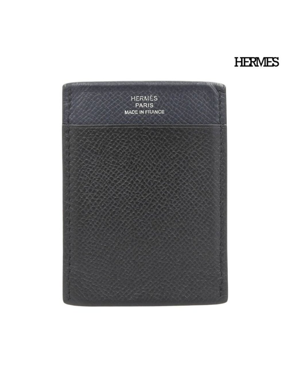 Hermes Mc2 Gama Epsom Bicolor Leather Card Case Black Navy